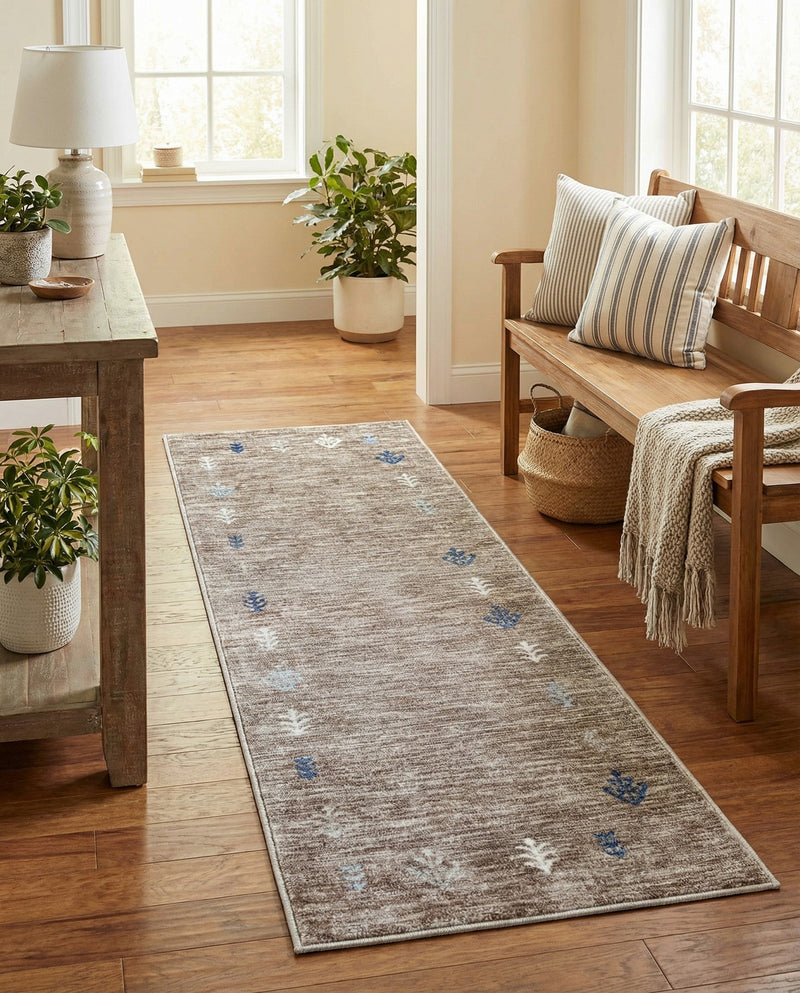 Zagros Shades Collection Area Rug -  Yasuj Runner Gray Brown  lifestyle 78
