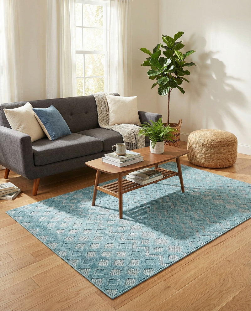 Garden Lattice Charm Collection Area Rug -  Pergola (Aqua) Rectangle Aqua  lifestyle 12