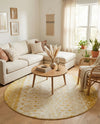 Mediterranean Lattice Collection Area Rug -  Casablanca (Ivory and Yellow) Round Ivory and Yellow  lifestyle 75