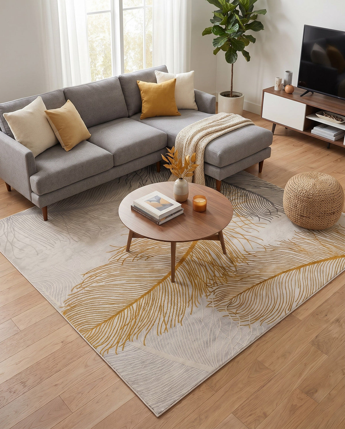 Bloomsbury Elegance Collection Area Rug -  Westminster Square Yellow Gray  lifestyle 171