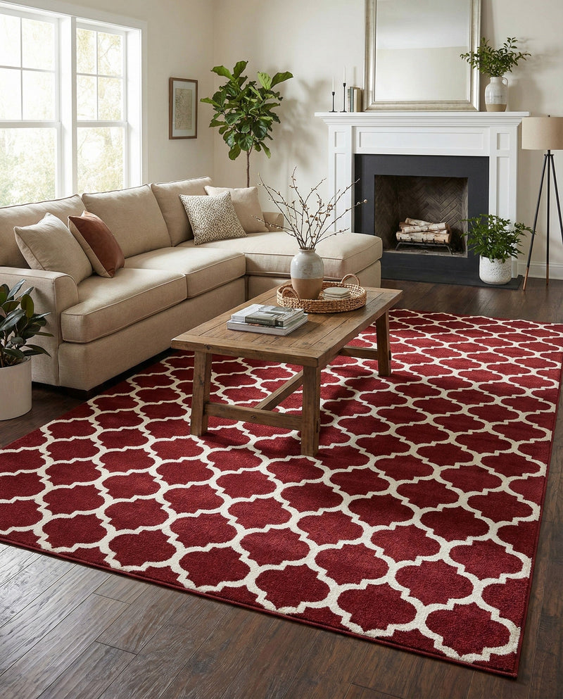 Lattice Gardens Collection Area Rug -  Bloomfield (Dark Terracotta) Rectangle Dark Terracotta  lifestyle 15
