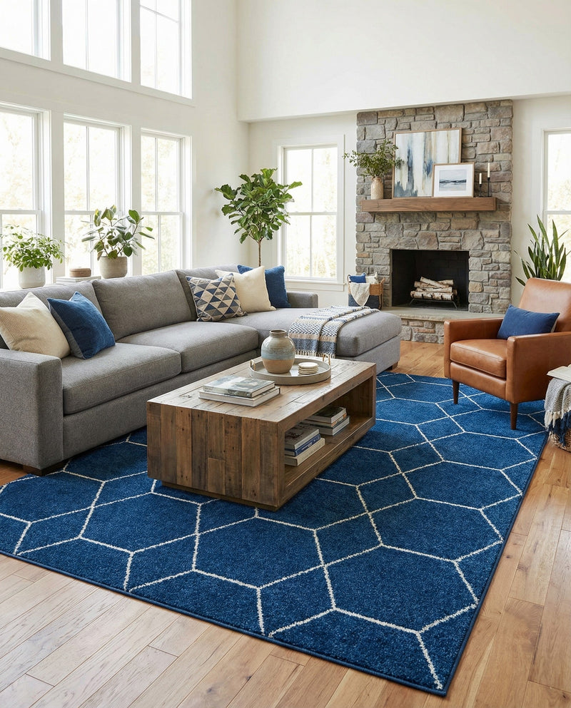 Trellis Mosaic Collection Area Rug - Arborville (Navy Blue) Rectangle Navy Blue  lifestyle 11
