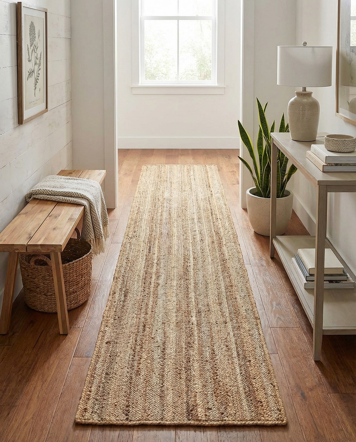Woven Seaside Jute Collection Area Rug - Savannah (Natural) Runner Natural  lifestyle 127