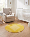 Seychelles Stripes Collection Area Rug - Mahe (Yellow) Round Yellow  lifestyle 47