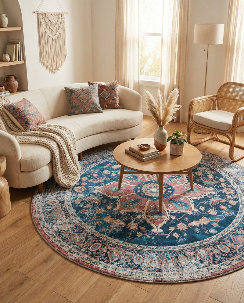 Laguna Sands Collection Area Rug -  Zuma Round Navy Blue  lifestyle 26