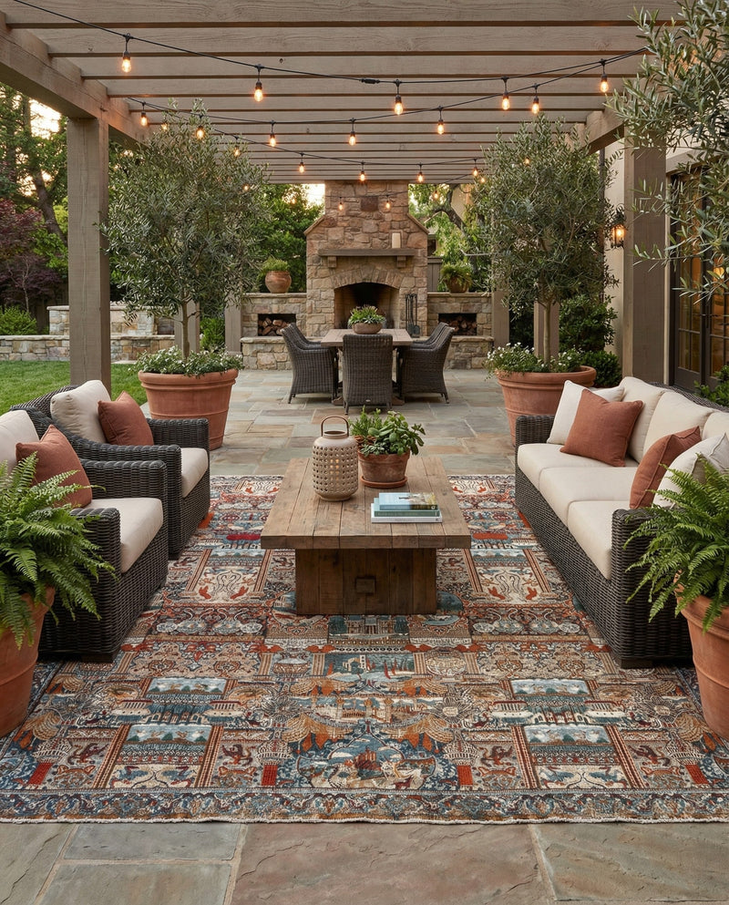 Patio Heritage Collection Area Rug -  Oasis Rectangle Multi  lifestyle 4