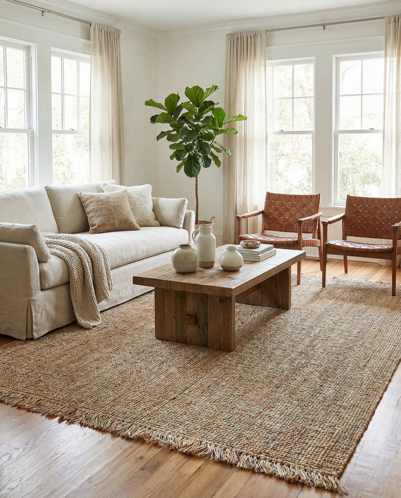 Savannah Jute Collection Area Rug - Tahoe Rectangle Natural  lifestyle 14