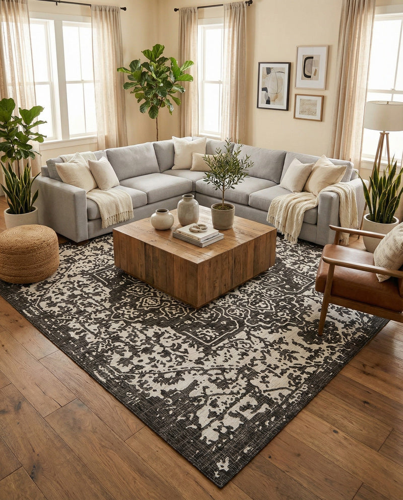 Urban Oasis Rugs Collection Area Rug -  Penthouse (Charcoal Gray) Square Charcoal Gray  lifestyle 30