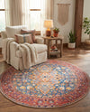 Heritage Elegance Collection Area Rug -  Hearst Round Navy Blue  lifestyle 44