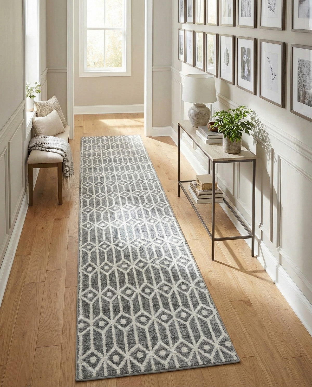 Garden Maze Retreat Collection Area Rug -  Mazeview Runner Gray  lifestyle 77