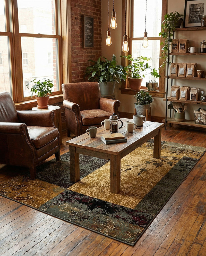 Bistro Lounge Collection Area Rug -  Lungo Rectangle Beige  lifestyle 3
