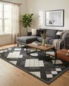 Urban Terrace Collection Area Rug -  Williamsburg Rectangle Black and White  lifestyle 4