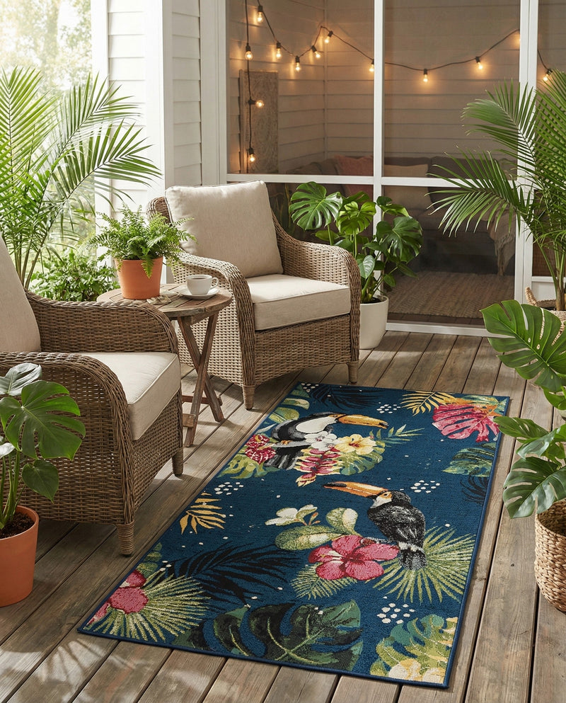 Seaside Blooms Collection Area Rug -  Leaf Runner Multi  lifestyle 65