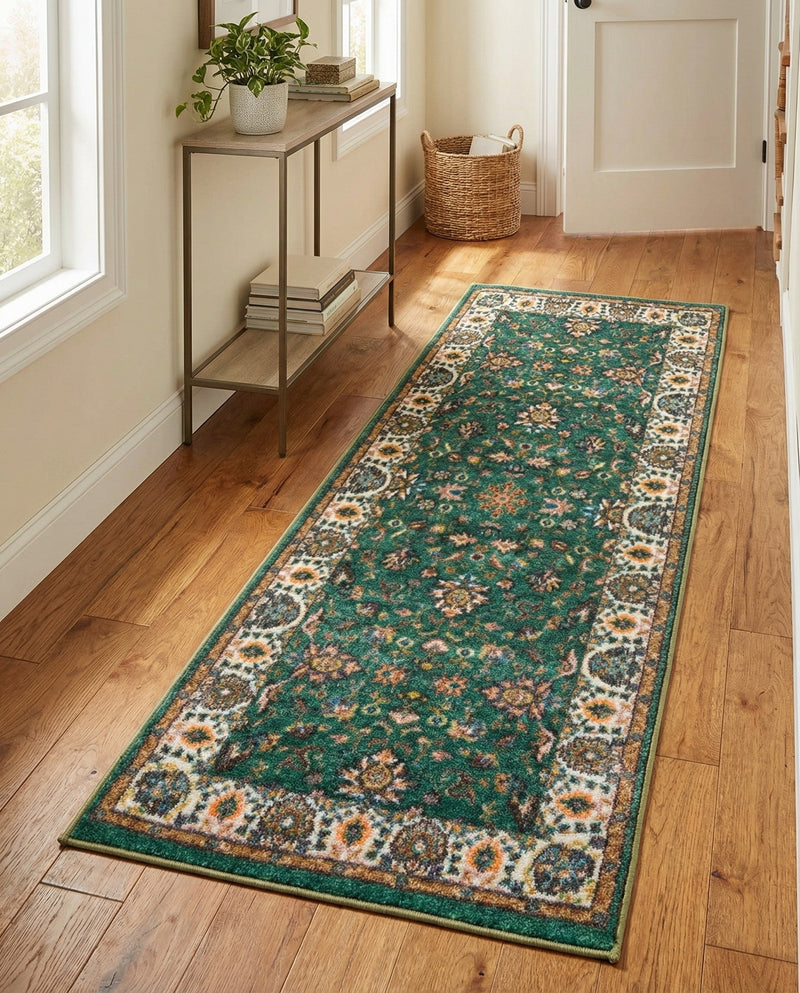 Casablanca Tapestry Collection Area Rug -  Marrakech (Emerald Green) Runner Emerald Green  lifestyle 31