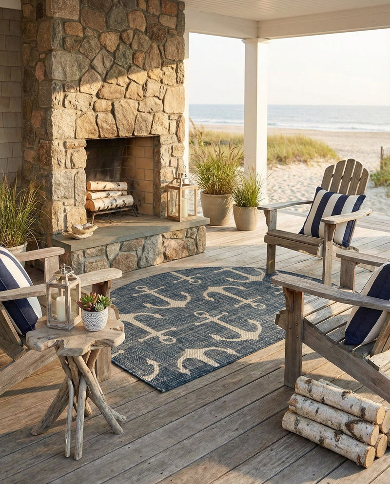 Seaside Haven Rugs Collection Area Rug - Sapphire (Blue) Hearth Blue  lifestyle 78