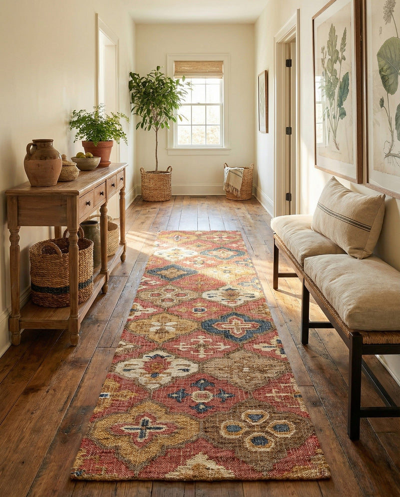 Benares Handwoven Jute Collection Area Rug - Ganges Runner Multi  lifestyle 54