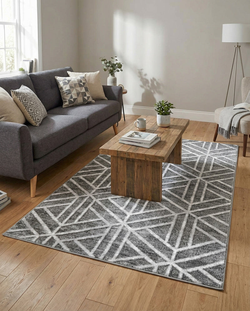 Garden Maze Retreat Collection Area Rug -  Topiarytrail Rectangle Gray  lifestyle 34