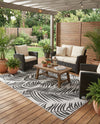 Seaside Blooms Collection Area Rug - Verdure (Charcoal Ivory) Rectangle Charcoal Ivory  lifestyle 4