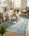 Patio Heritage Collection Area Rug -  Lafayette (Aqua) Rectangle Aqua  lifestyle 15