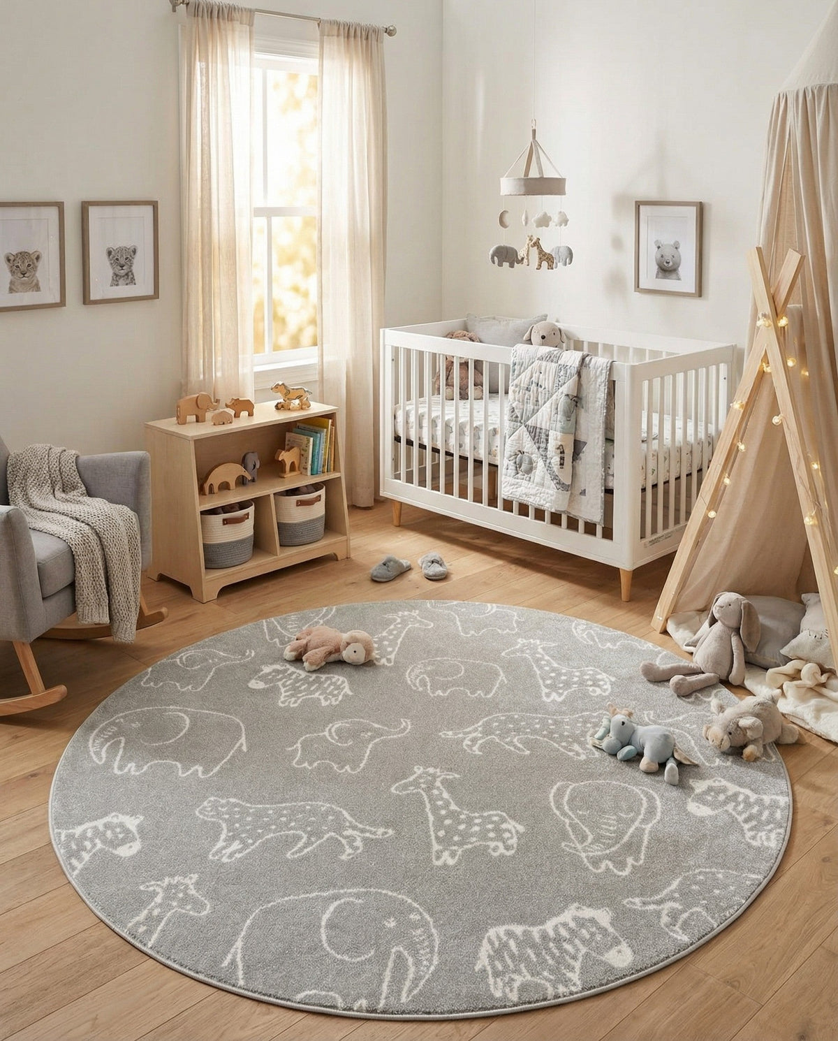 Wonder Tykes Collection Area Rug -  Spectrum Round Gray  lifestyle 189