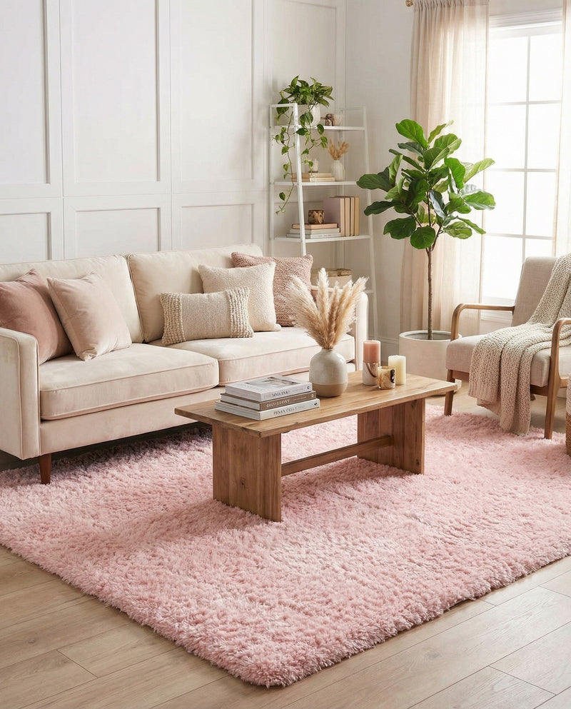 Eternal Plush Oasis Collection Area Rug -  Tranquility (Pink Lace) Square Pink Lace  lifestyle 29