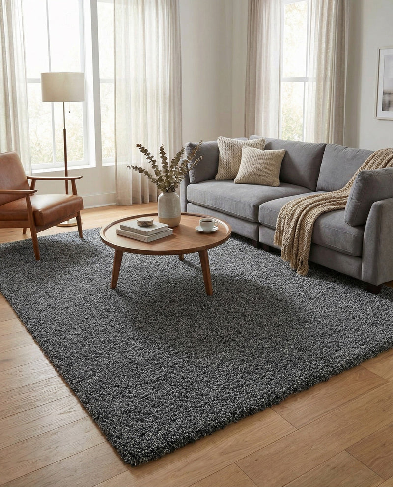 Cozy Comfort Shag Collection Area Rug - Haven (Pebble Gray) Rectangle Pebble Gray  lifestyle 10