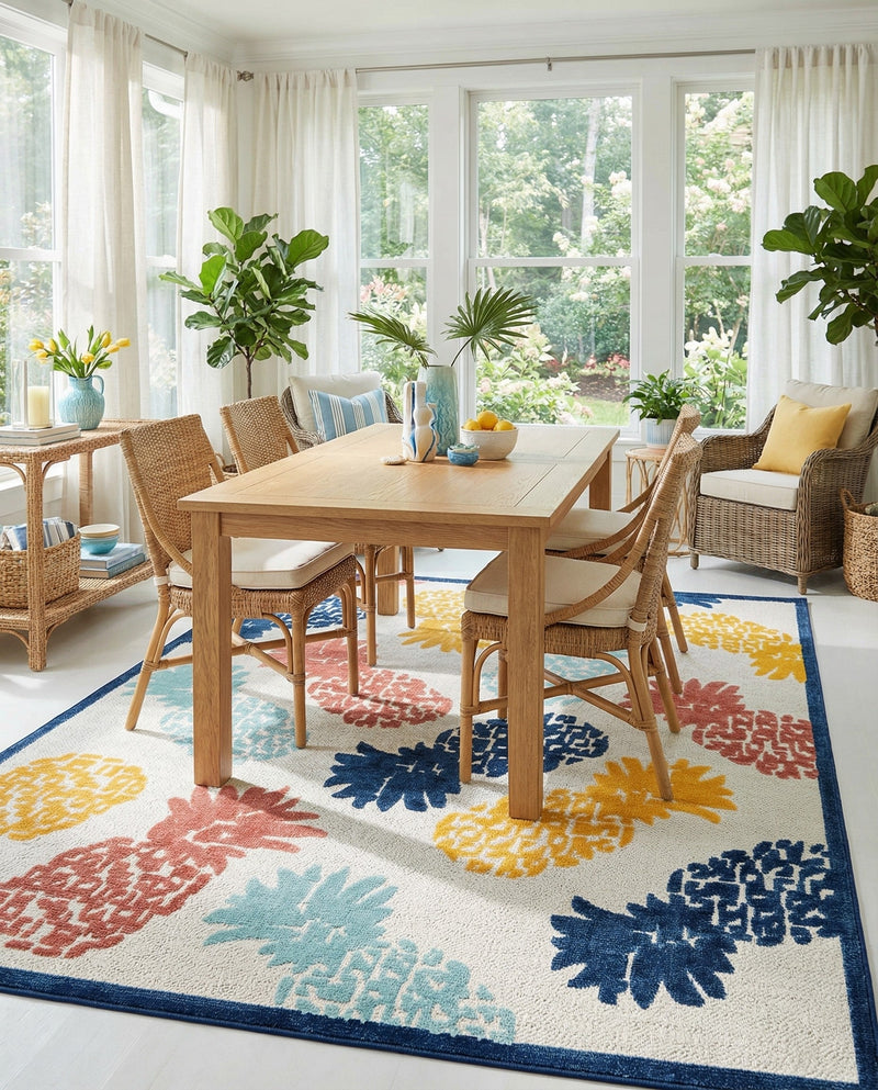 Caribbean Terrace Collection Area Rug -  Nevis Rectangle White  lifestyle 36