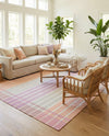 Seaside Stripes Collection Area Rug -  Coral Rectangle Pink and Lavender  lifestyle 44