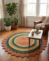 Woven Seaside Jute Collection Area Rug - Coastalhaven (Orange Green Yellow) Round Orange Green Yellow  lifestyle 23