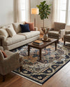 Persian Elegance Collection Area Rug -  Shiraz Rectangle Navy Blue  lifestyle 33