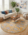 Seville Stripes Collection Area Rug -  Cordoba (Yellow) Oval Yellow  lifestyle 65