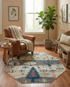 Colorburst Oasis Collection Area Rug -  Mosaic Octagon Ivory Gray Blue  lifestyle 62