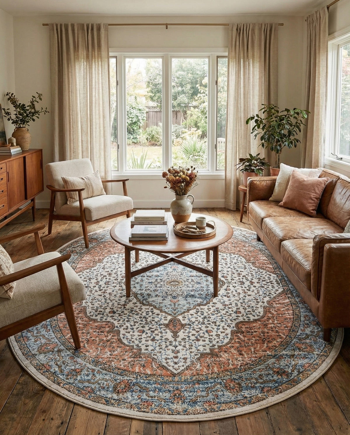 Mykonos Manor Collection Area Rug - Delos Oval Ivory  lifestyle 174