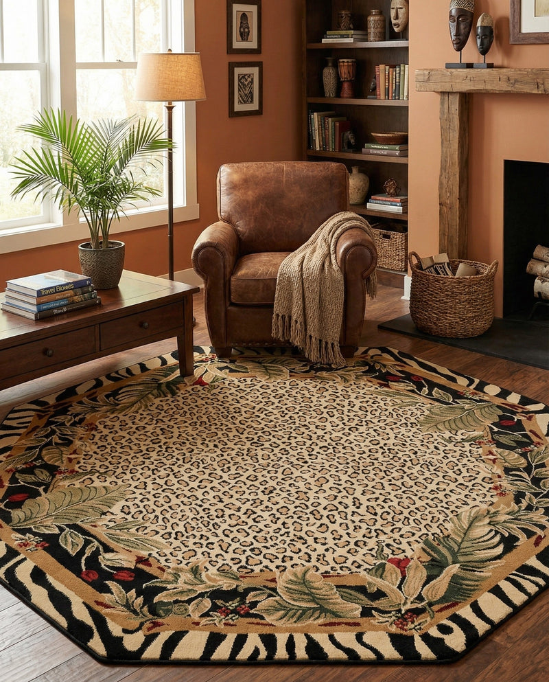 Savannah Sojourn Collection Area Rug -  Moremi Octagon Cream  lifestyle 64