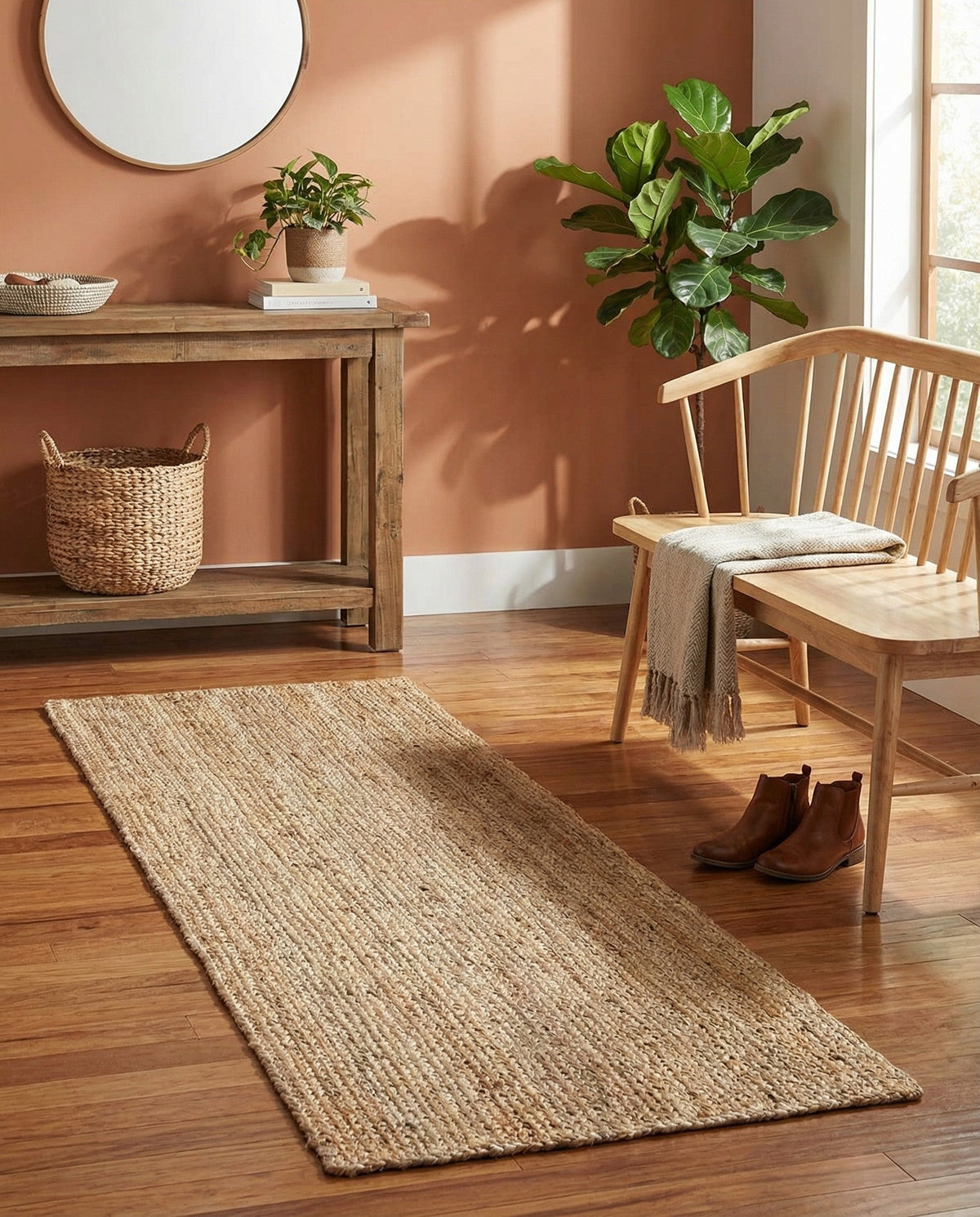 Woven Seaside Jute Collection Area Rug - Savannah (Natural) Runner Natural  lifestyle 62