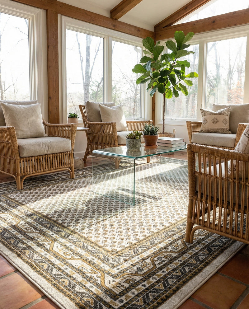 Soho Elegance Collection Area Rug -  Mercer (Beige) Rectangle Beige  lifestyle 19