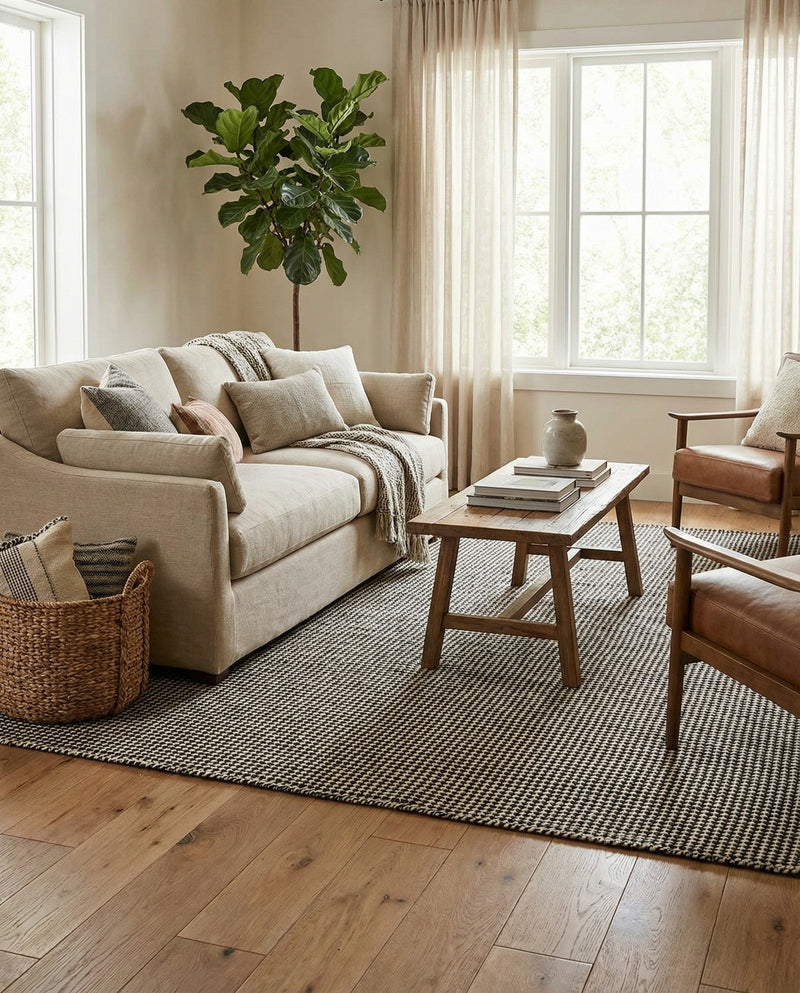 Sequoia Handwoven Jute Collection Area Rug - Aspen Rectangle Black and White  lifestyle 7