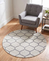 Trellis Mosaic Collection Area Rug -  Pergolatown (Ivory) Round Ivory  lifestyle 92
