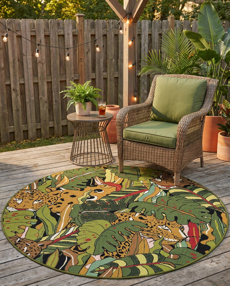 Seaside Blooms Collection Area Rug -  Sorrento Round Green  lifestyle 53