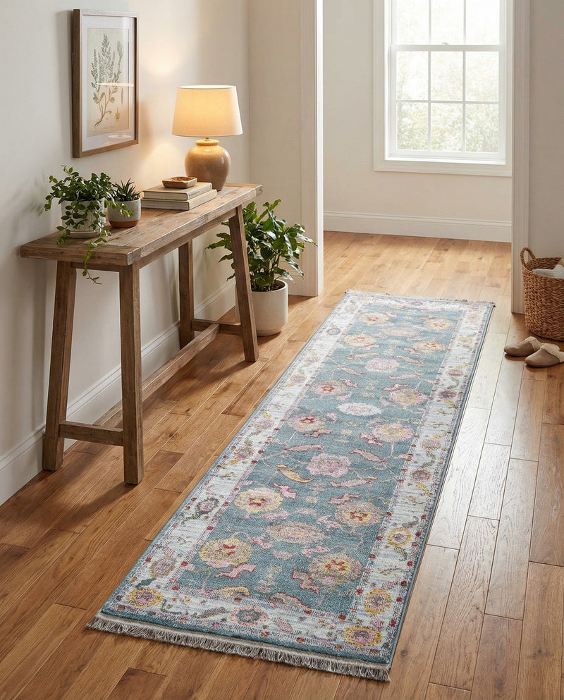 Arcadia Rugs Collection Area Rug - Eden (Gray and Blue) Runner Gray and Blue  lifestyle 62