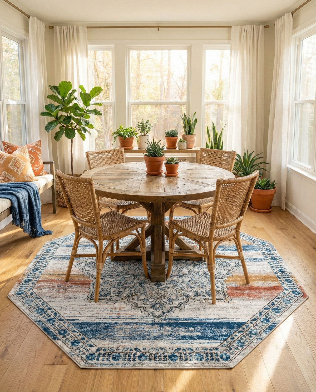Mykonos Manor Collection Area Rug -  Tinos (Multi) Octagon Multi  lifestyle 93