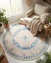 Savannah Series Collection Area Rug -  Augusta (French Blue) Round French Blue  lifestyle 43