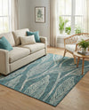 Seaside Blooms Collection Area Rug -  Evergreen (Teal) Rectangle Teal  lifestyle 23