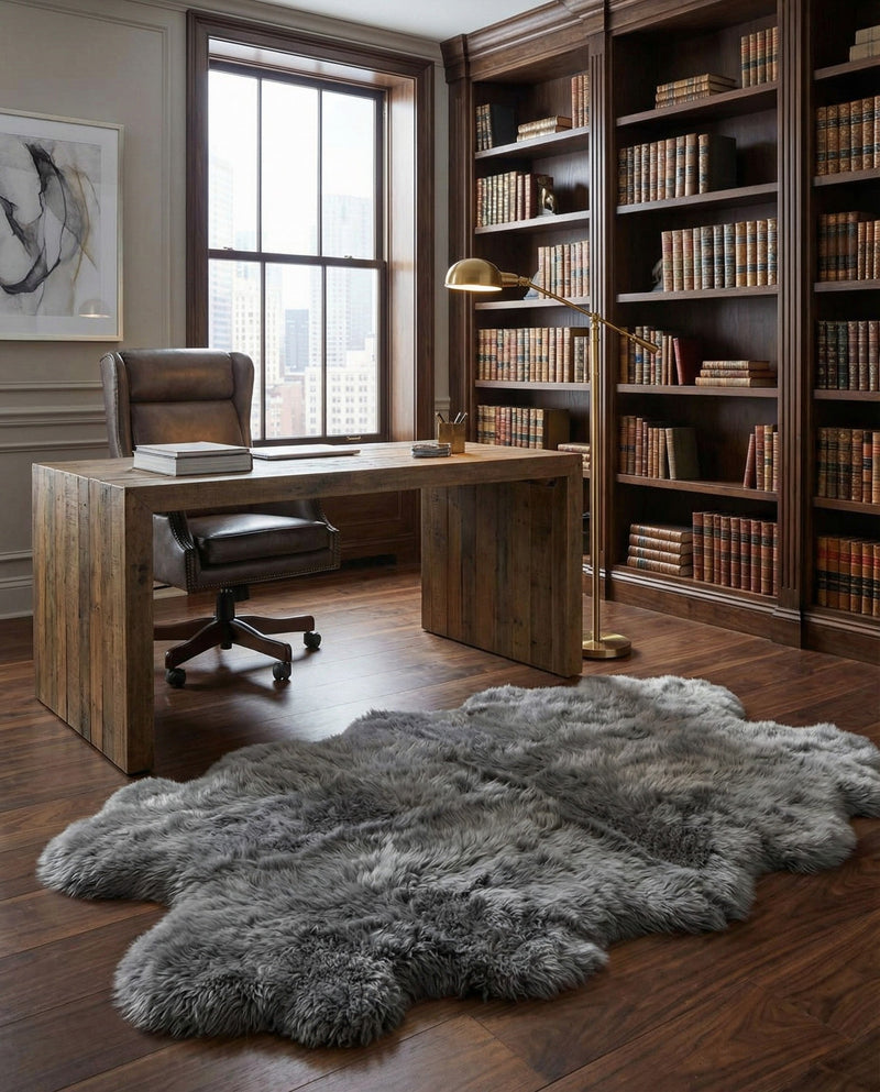 Arctic Lambskin Luxe Collection Area Rug - Tundra Rectangle Gray  lifestyle 23