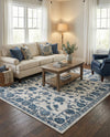 Charleston Elegance Collection Area Rug -  Seaport (White Blue) Rectangle White Blue  lifestyle 23