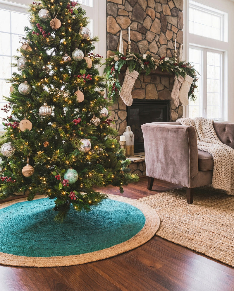 Holiday Hearth Rugs Collection Area Rug - Yuletide Round Green  lifestyle 36