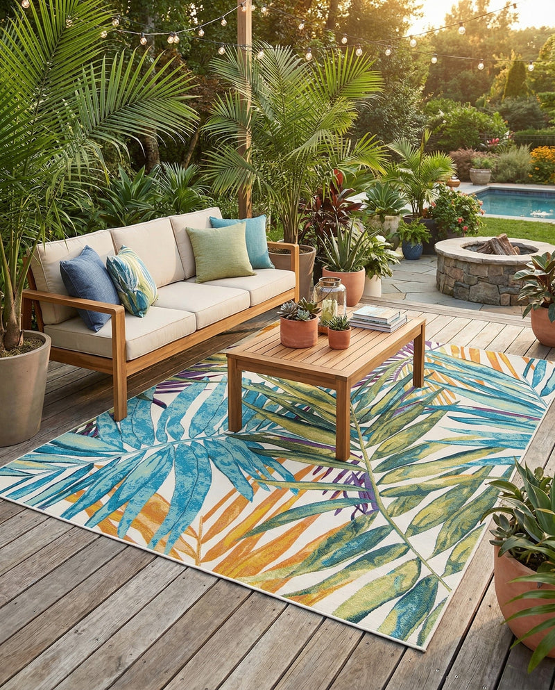 Seaside Blooms Collection Area Rug -  Arcadia Rectangle Multi  lifestyle 17