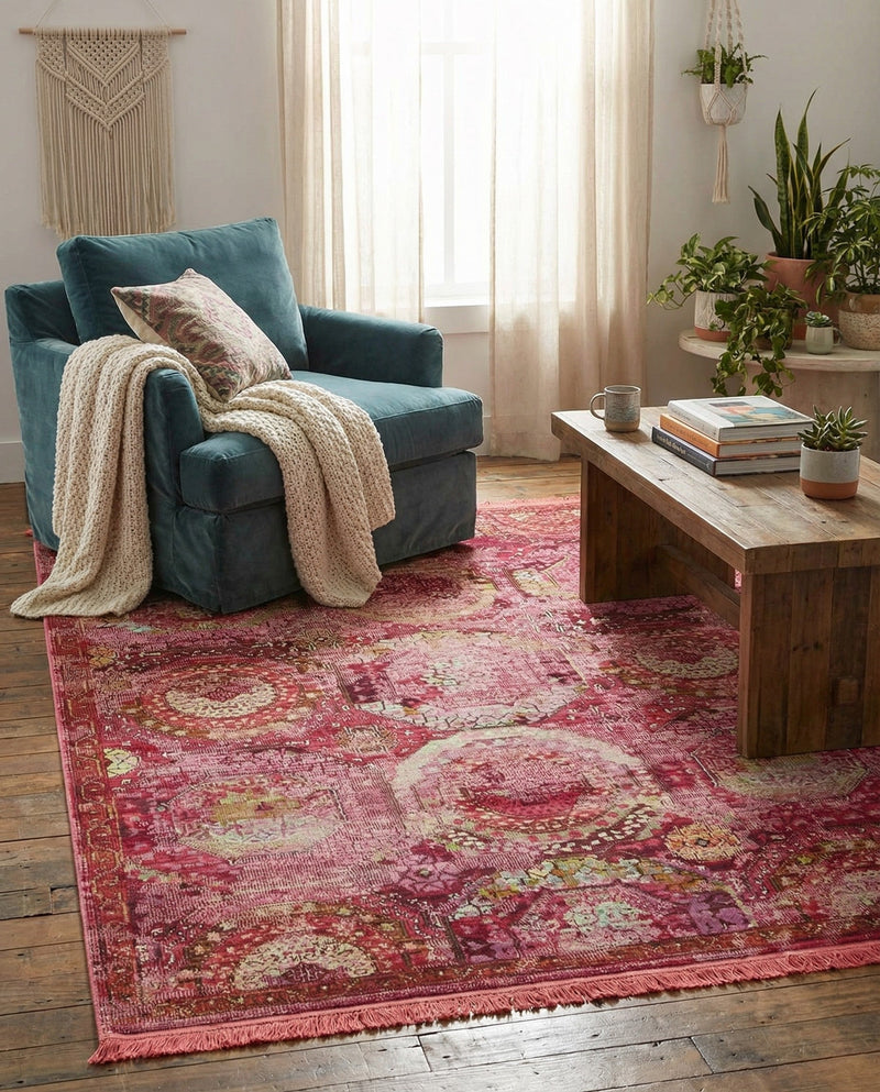 Caribbean Breeze Collection Area Rug -  Lucia Rectangle Pink  lifestyle 15
