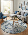 Aegean Elegance Washables Collection Area Rug -  Andros Round Gray Navy Green  lifestyle 79