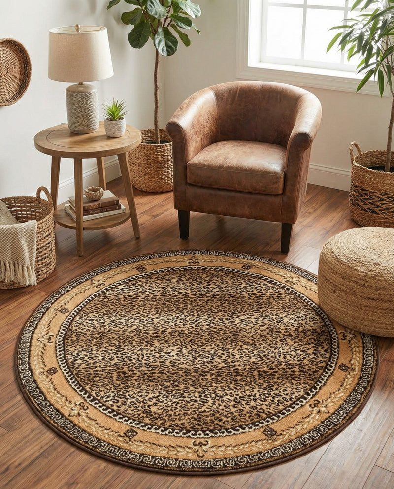 Savannah Sojourn Collection Area Rug -  Limpopo Round Brown  lifestyle 62